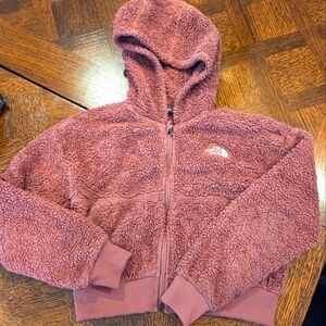 The North Face Maroon Sherpa Hoodie Sweatshirt Sz 10